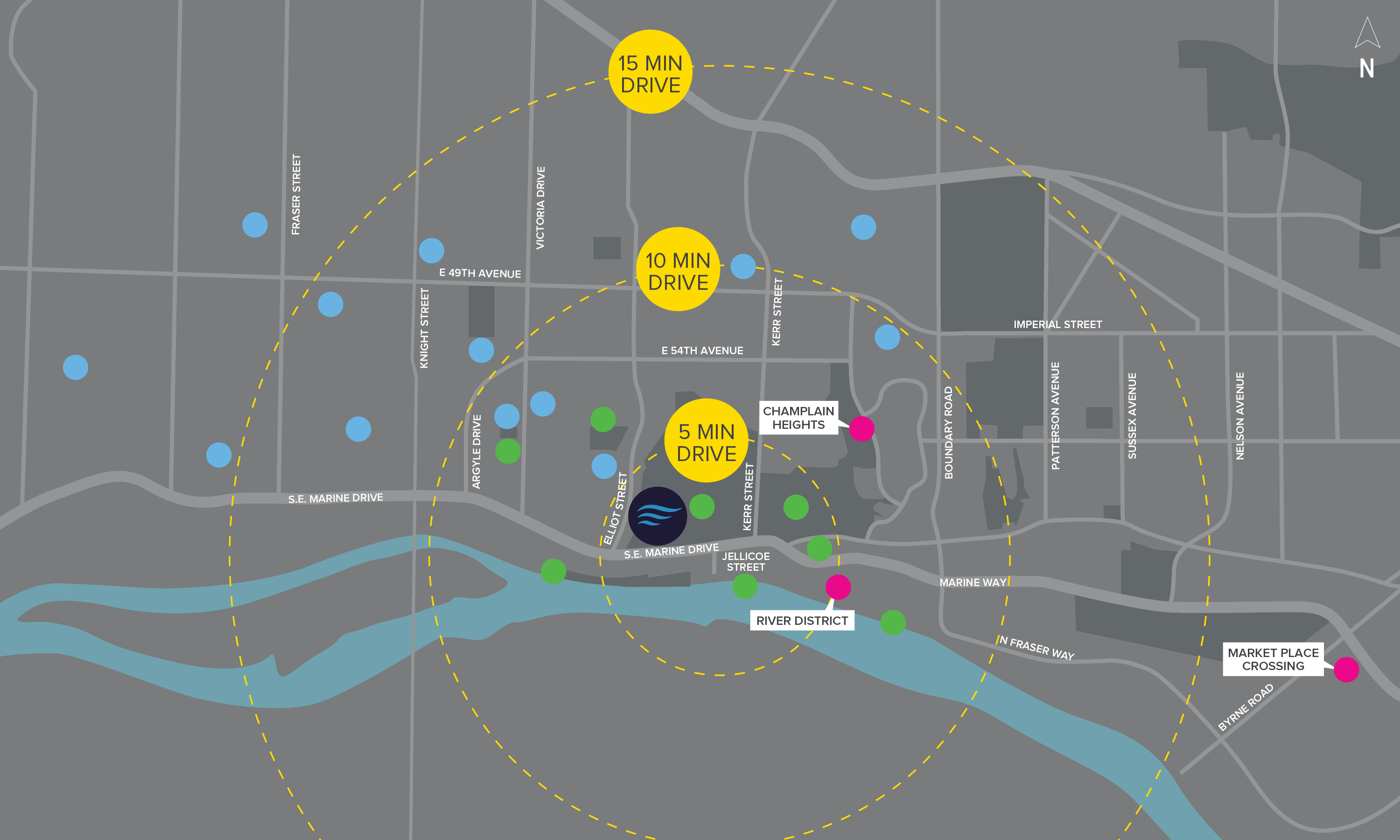 Fraserview Neighbourhood Amenities Map