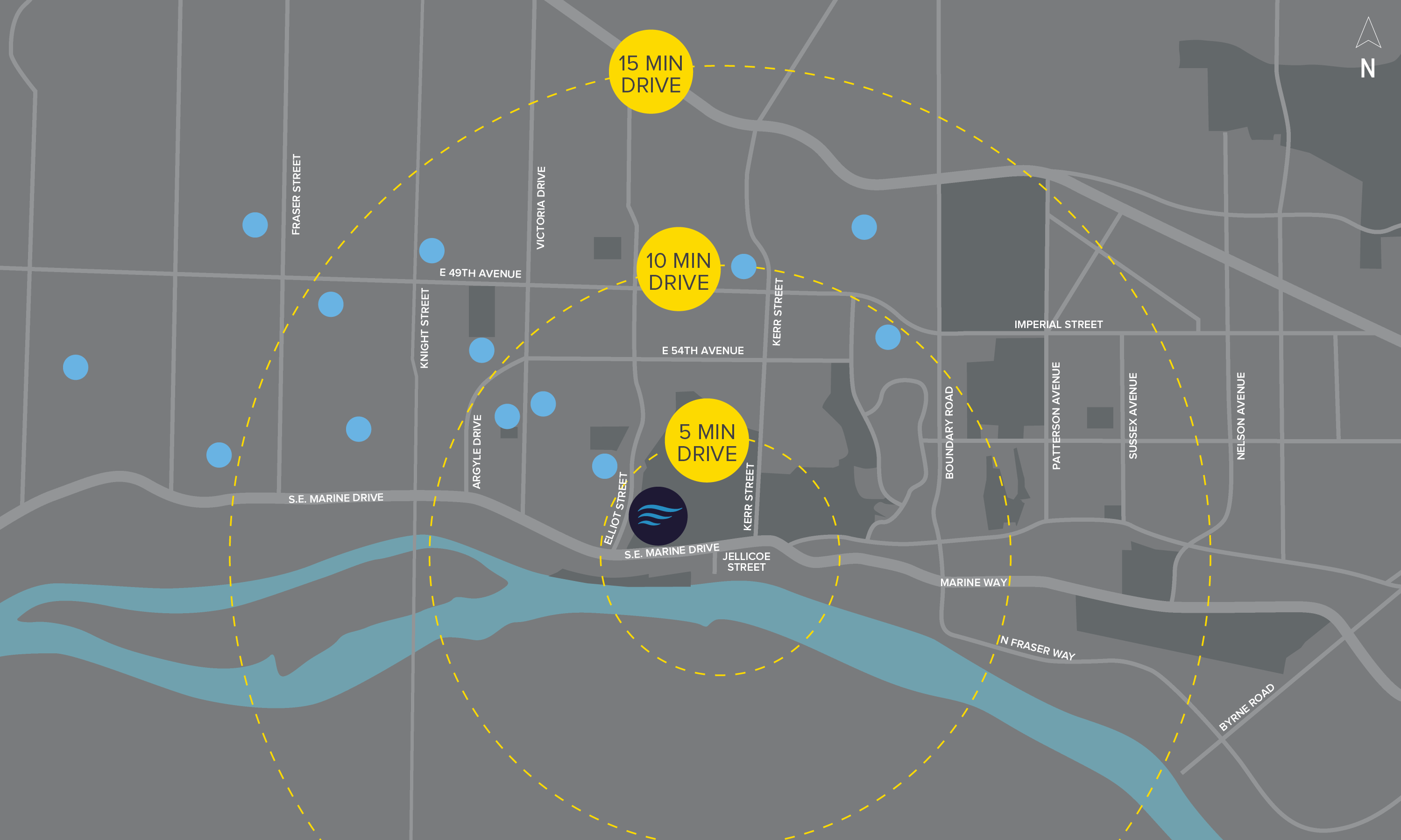 Fraserview Neighbourhood Amenities Map